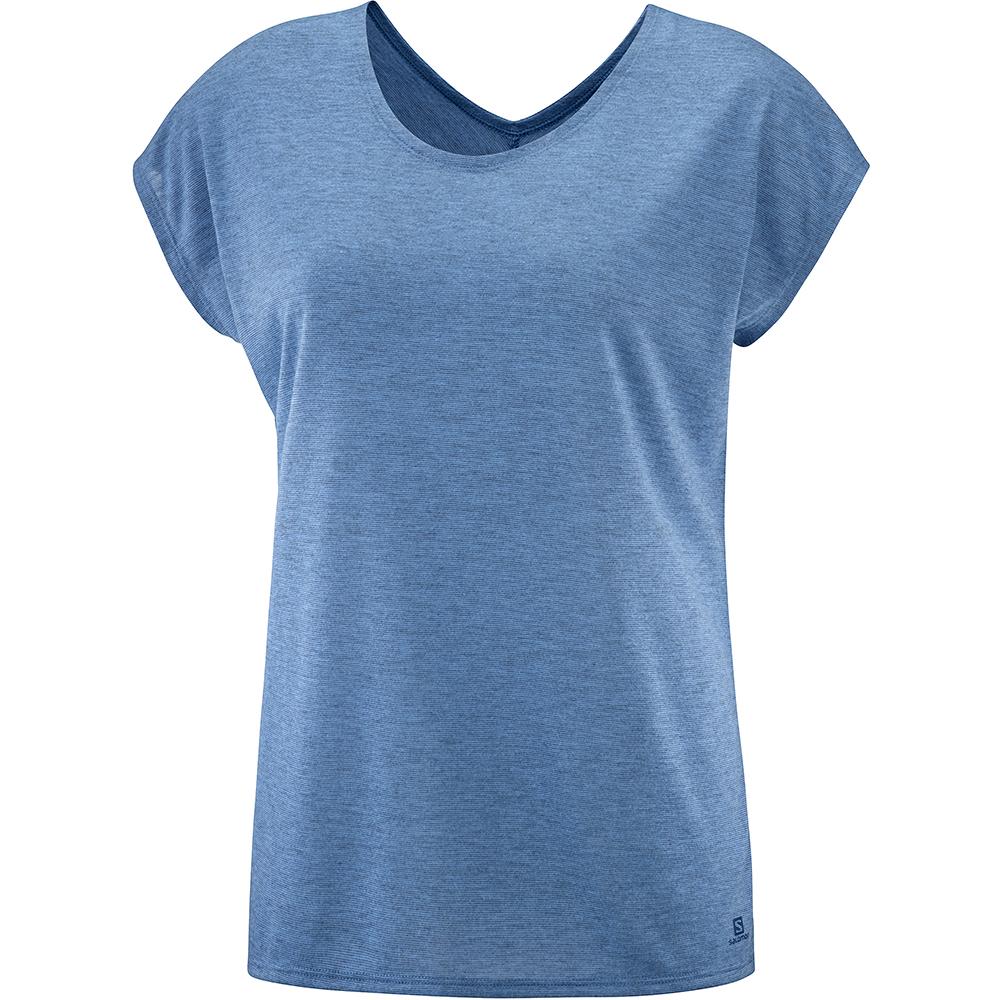 Salomon Singapore Womens T-shirts - COMET SS W Blue | 49025-ORDA